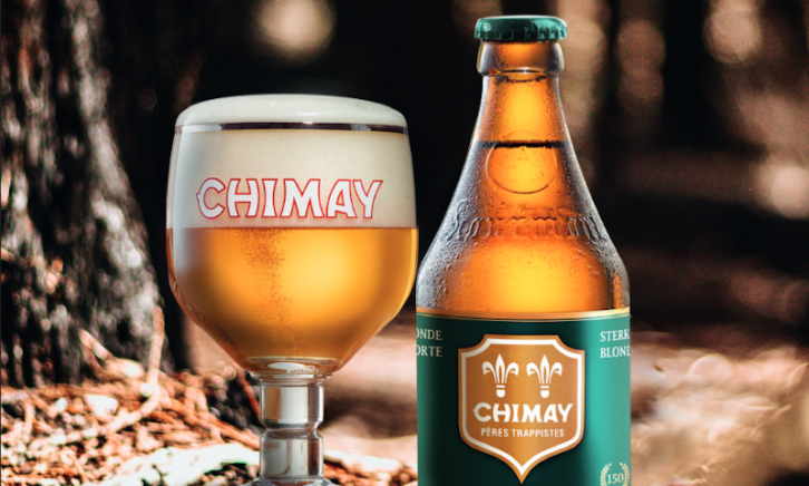 Chimay 150 flesje en glas Chimay 150 flesje en glas